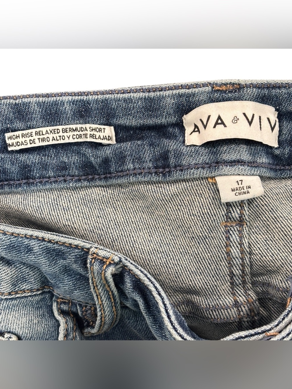Ava & Viv NWT Blue Jean Denim Bermuda Shorts Size 17 Junior's - Picture 6 of 7